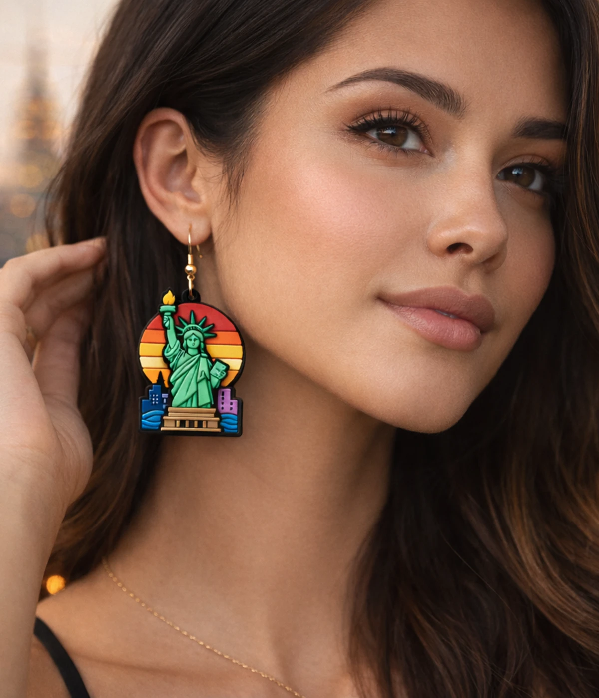 Model wearing Souhere New York earrings